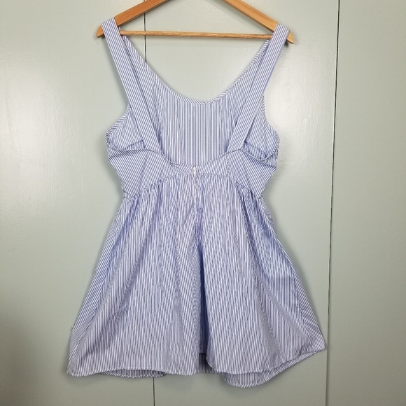 Seersucker stripes sleeveless dress L *G1 - Picture 2 of 3